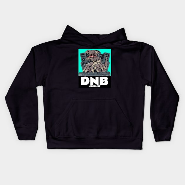 DNB - Junglist T.Rex Dj (blue) Kids Hoodie by DISCOTHREADZ 